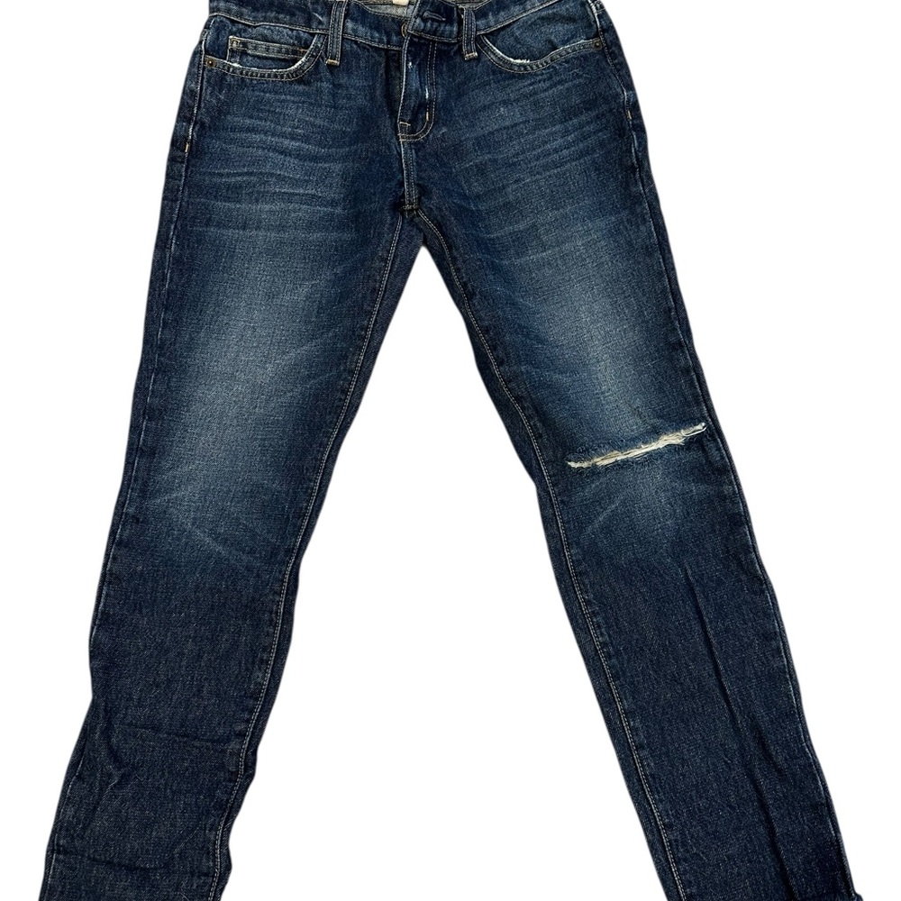 Current Elliott The Easy Stiletto Dark Blue Distressed Jeans